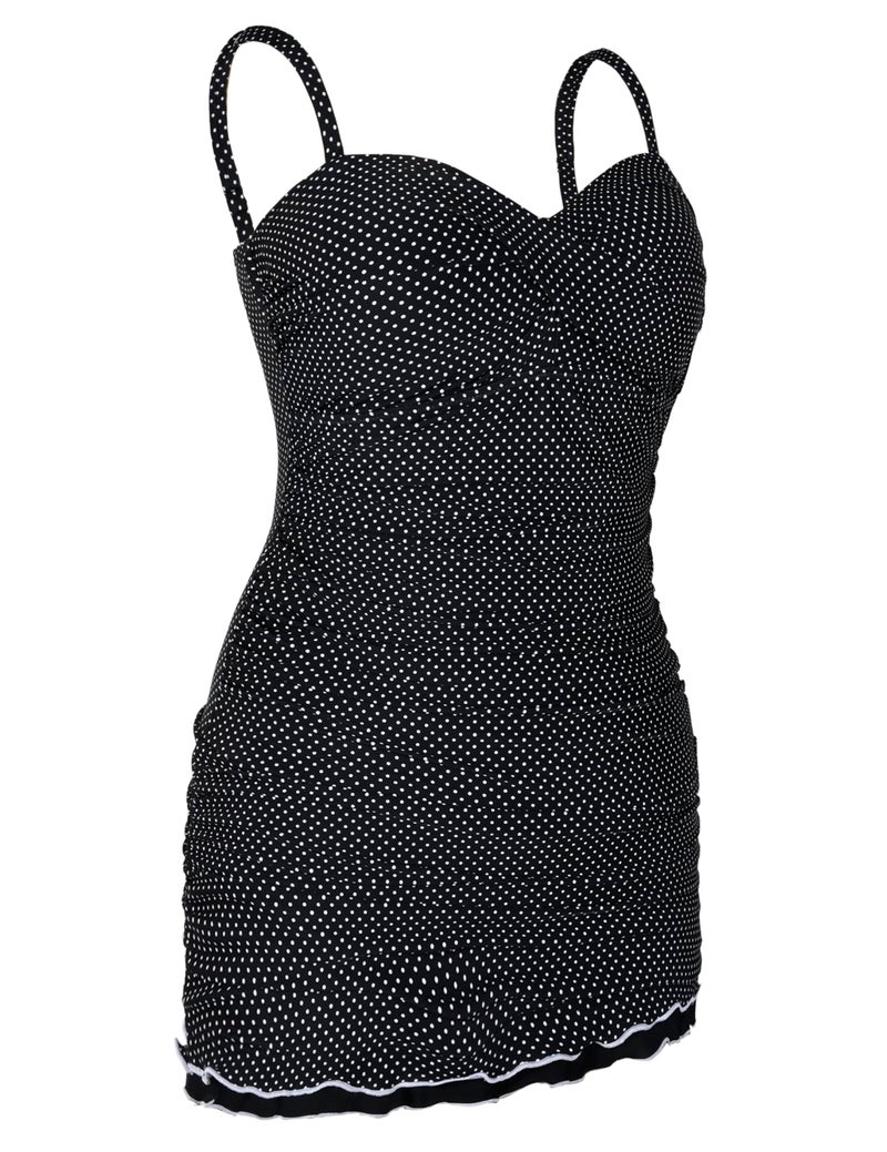 Hilor Women's One Piece Swimsuits Tummy Control Swimwear Ruffle Swimdress with Panty Polka Dot 10 - Image 5